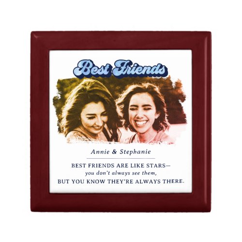 Retro Blue Best Friends Photo Gift Box