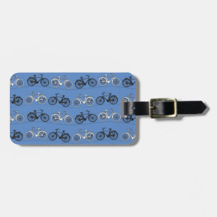 Retro Blue Bicycle Pattern Luggage Tag
