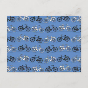 Retro Blue Bicycle Pattern Postcard