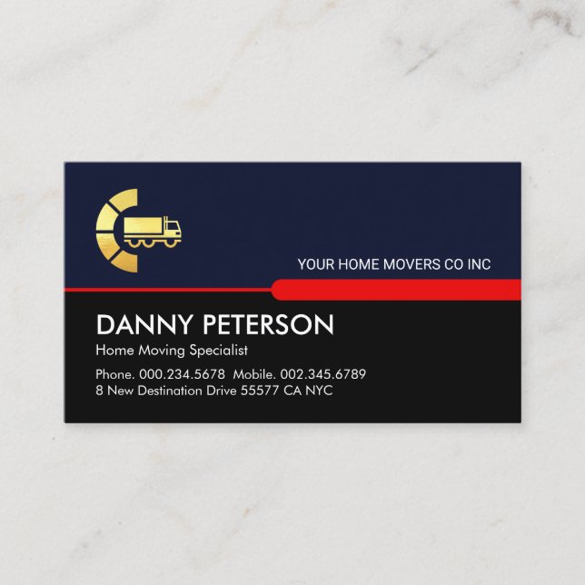 Retro Blue Black Logistic Layers Business Card (Front)