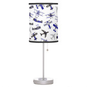 Retro Blue + Black WWII Military Airplane Pattern Table Lamp (Left)