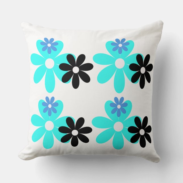 Retro Blue Bloom Duo Pillow (Front)