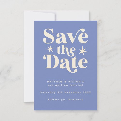 Retro blue Boho Simple Save the Date Card