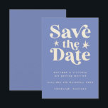 Retro blue Boho Simple Save the Date Card<br><div class="desc">This save the date card features a simple retro serif typography design with stars in a boho style. This would be perfect to use as a save the date for a wedding or special event.</div>
