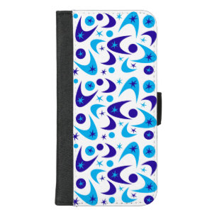 Retro Blue Boomerangs iPhone 8/7 Plus Wallet Case