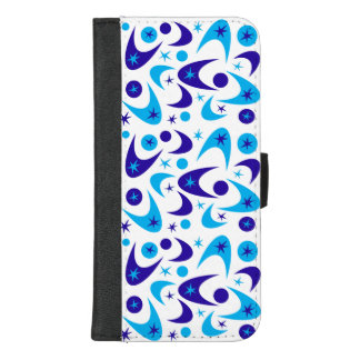 Retro Blue Boomerangs iPhone 8/7 Plus Wallet Case