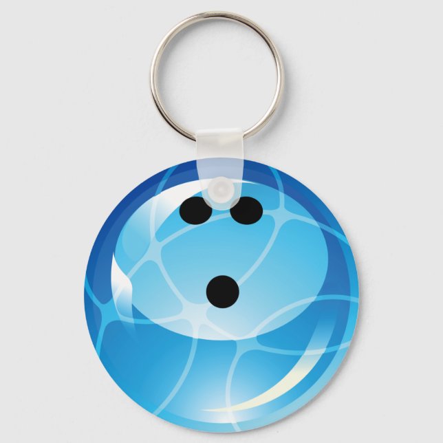RETRO BLUE BOWLING BALL KEYCHAIN (Front)