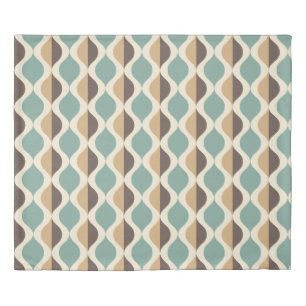 Retro Blue & Brown Mid Century Modern Ogee waves Duvet Cover