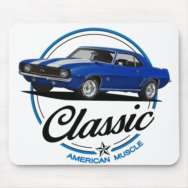 Retro Blue Camaro Classic Mouse Pad (Front)