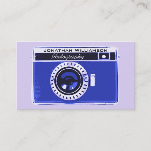 Customizable Retro Blue Camera Photography Business Cards