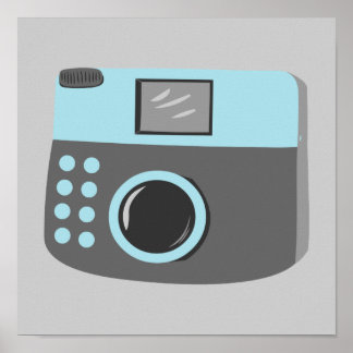 Retro Blue Camera Poster
