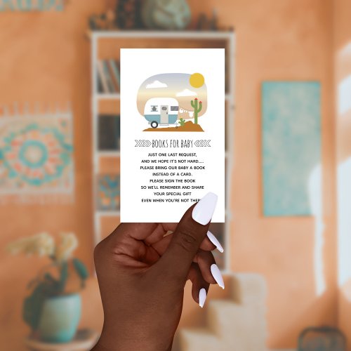 Retro Blue Camper Desert Baby Shower Book Request Enclosure Card