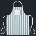 Retro Blue Candy Stripes Apron<br><div class="desc">Dusty blue and white stripes bring a retro personality to this personalized apron. The nostalgic stripe motif is stylish and chic. Great for bakeries,  home chefs,  salons,  or personal use! Art and design © 1201AM Design Studio | www.1201am.com</div>