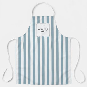 Retro Blue Candy Stripes Apron