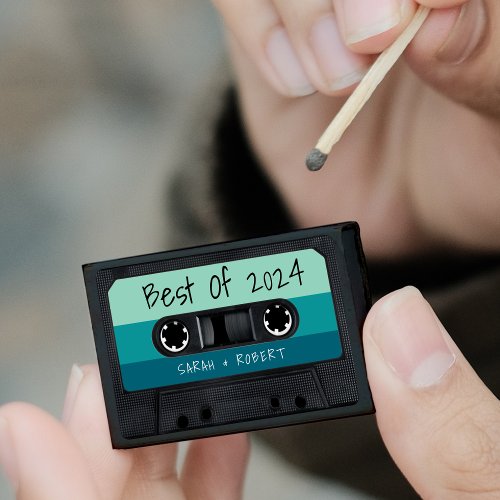 Retro Blue Cassette Tape Best of Wedding Favor Matchboxes