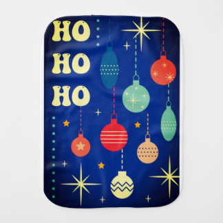 Retro Blue Christmas Baby Baby Burp Cloth
