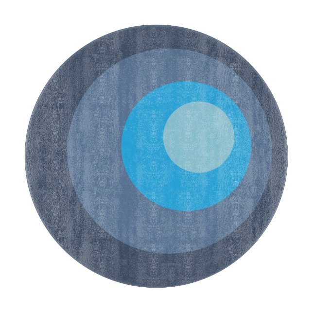 Retro Blue Circles Cutting Board (Front)