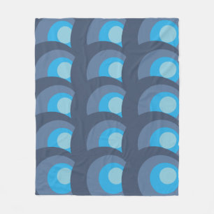 Retro Blue Circles Fleece Blanket