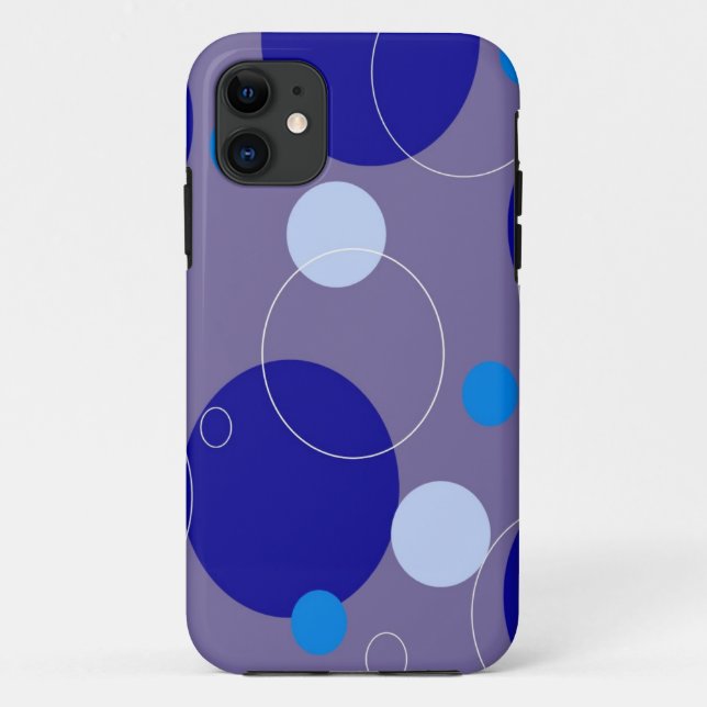 Retro Blue Circles & Ovals Royal Periwinkle Aqua Case-Mate iPhone Case (Back)