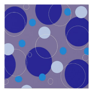 Retro Blue Circles & Ovals Royal Periwinkle Aqua Faux Canvas Print