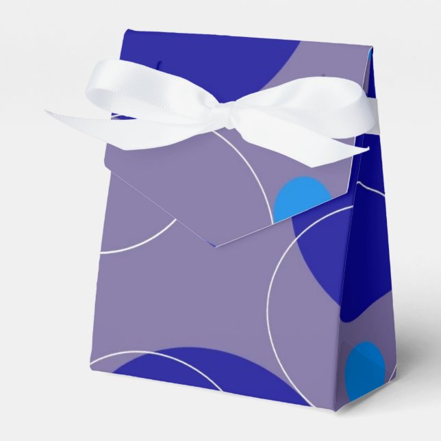 Retro Blue Circles & Ovals Royal Periwinkle Aqua Favor Boxes (Front Side)
