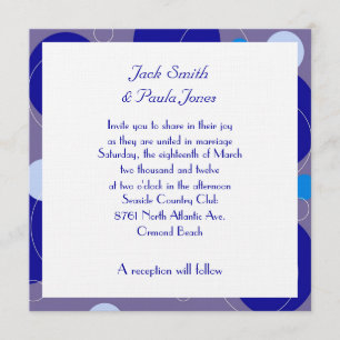Retro Blue Circles Ovals Royal Periwinkle Wedding Invitation