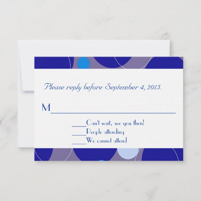 Retro Blue Circles & Ovals Royal Response Card (Front)