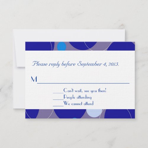 Retro Blue Circles  Ovals Royal Response Card