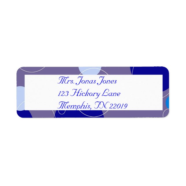 Retro Blue Circles & Ovals Royal Return Address Label (Front)