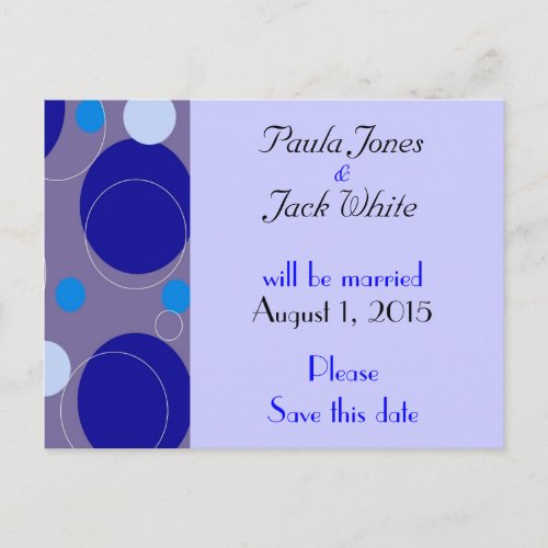 Retro Blue Circles  Ovals Royal Save the Date Announcement Postcard