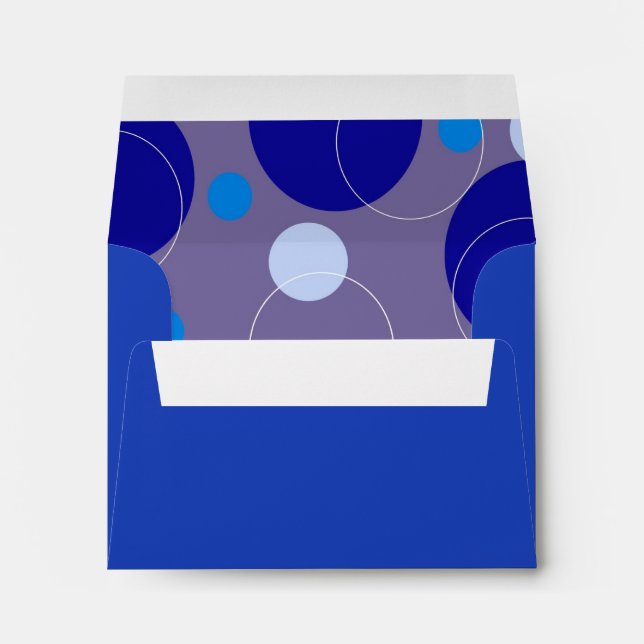 Retro Blue Circles & Ovals Royal Thank You Envelope (Back (Bottom))