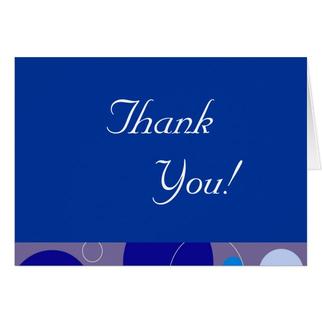Retro Blue Circles & Ovals Thank You Note Cards (Front Horizontal)