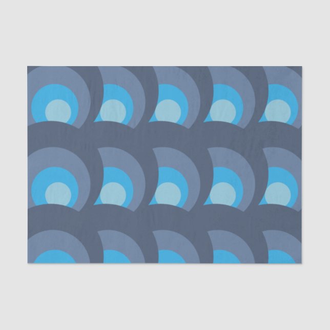Retro Blue Circles Pattern Tissue Paper (Front)