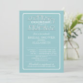 Retro Blue Cocktail Party Bridal shower Invitation (Standing Front)