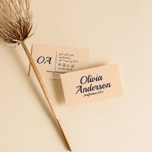 Retro Blue Colorful Bold Groovy Cute Unique Business Card