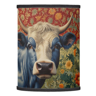 Retro Blue cow in sunflower garden Lamp Shade
