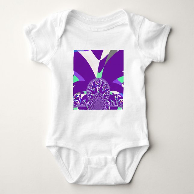Retro Blue Cyan Kaleidoscope Art Print Baby Bodysuit (Front)