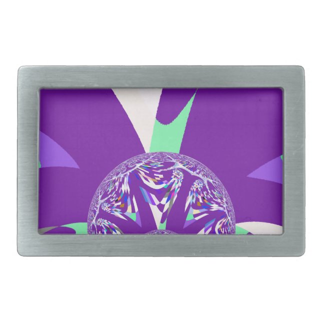 Retro Blue Cyan Kaleidoscope Art Print Belt Buckle (Front)