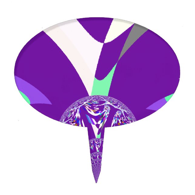 Retro Blue Cyan Kaleidoscope Art Print Cake Topper (Front)