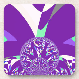 Retro Blue Cyan Kaleidoscope Art Print Drink Coaster