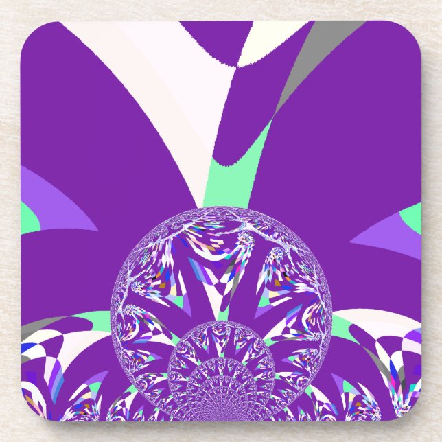 Retro Blue Cyan Kaleidoscope Art Print Drink Coaster (Front)