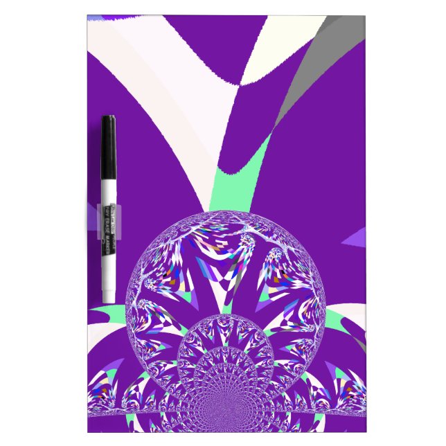 Retro Blue Cyan Kaleidoscope Art Print Dry-Erase Board (Front)