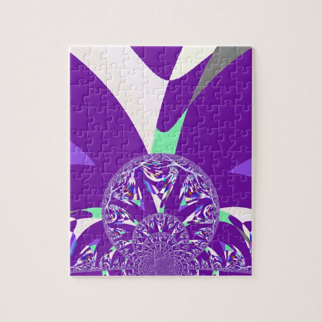 Retro Blue Cyan Kaleidoscope Art Print Jigsaw Puzzle (Vertical)