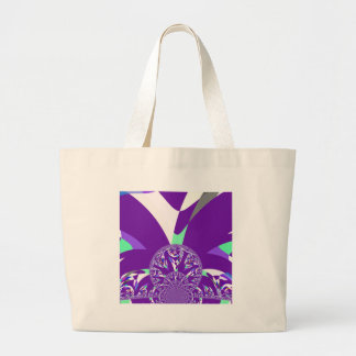 Retro Blue Cyan Kaleidoscope Art Print Large Tote Bag