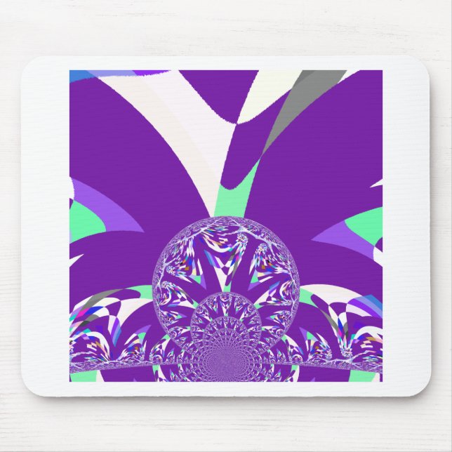 Retro Blue Cyan Kaleidoscope Art Print Mouse Pad (Front)