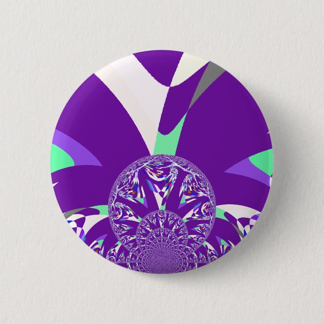 Retro Blue Cyan Kaleidoscope Art Print Pinback Button (Front)