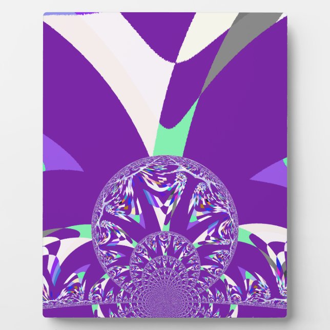 Retro Blue Cyan Kaleidoscope Art Print Plaque (Front)