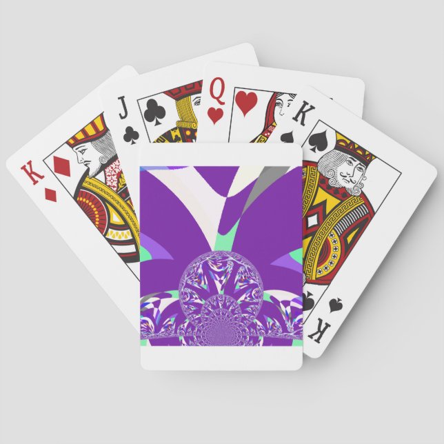 Retro Blue Cyan Kaleidoscope Art Print Poker Cards (Back)