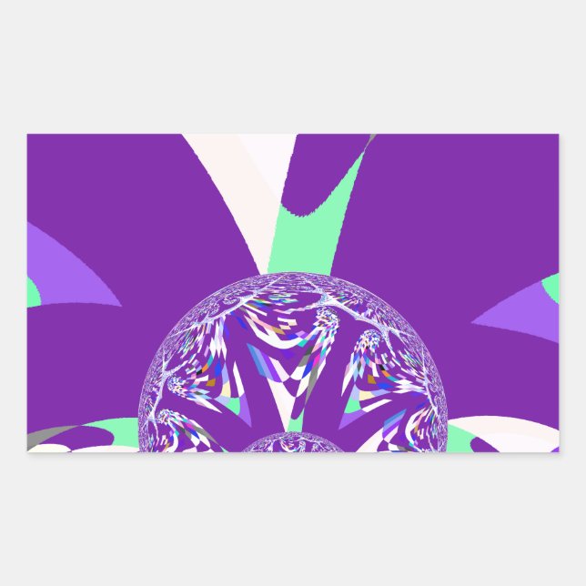 Retro Blue Cyan Kaleidoscope Art Print Rectangular Sticker (Front)