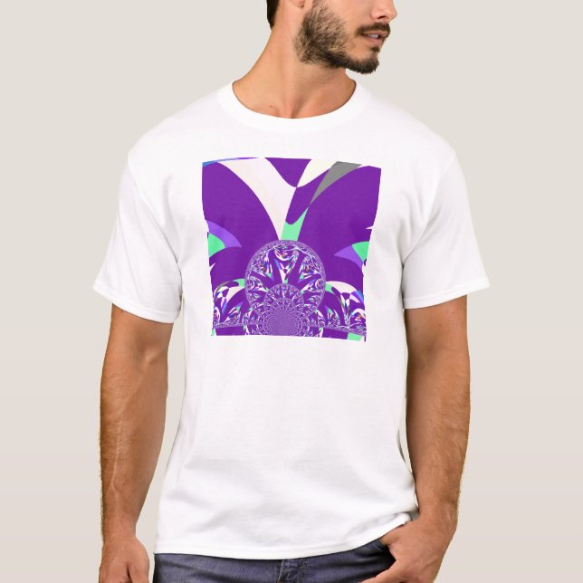 Retro Blue Cyan Kaleidoscope Art Print T-Shirt (Front)